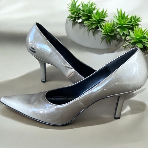 Diba Gray Ombré Gradient Patent Leather Slip On Pointed Toe Pumps Heels - Picture 3 of 16